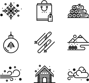 Winter Activities Icons Set PNG