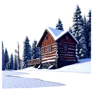 Winter Cabin Scene PNG Uve PNG