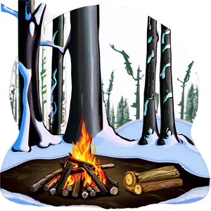 Winter Campfire Scene PNG Mdc80