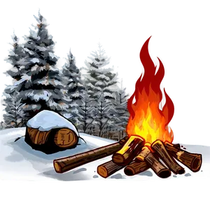 Winter Campfire Scene PNG Pfx