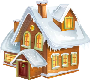 Winter Cottage Clipart PNG image