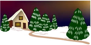 Winter Cottage Snowy Pines Scene.jpg