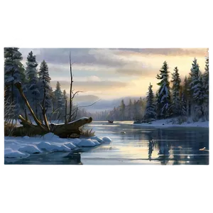 Winter Fishing Scene Png 05212024 PNG image