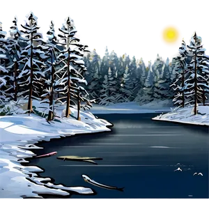 Winter Fishing Scene PNG Tqp