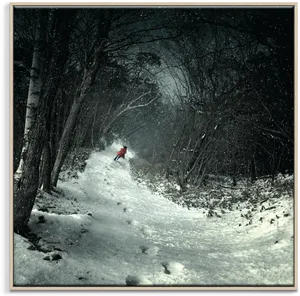 Winter_ Forest_ Path_with_ Red_ Jacket PNG image