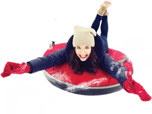 Winter Fun Sledding Excitement PNG image