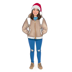 Winter Girl With Brown Hair Png 05252024 PNG image