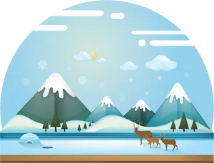 Winter Landscapewith Wildlife PNG image