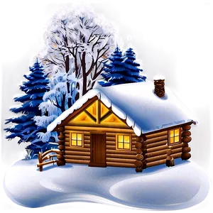 Winter Log Cabin Scene PNG 84 PNG