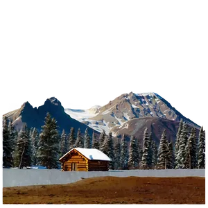 Winter Log Cabin Scene PNG Xuh64 PNG