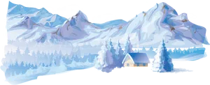 Winter_ Mountain_ Scene_with_ Cozy_ Cabin PNG image