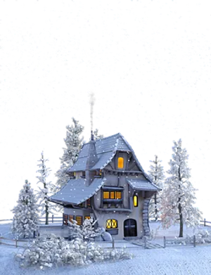 Winter Night Snowfall Cozy House.jpg