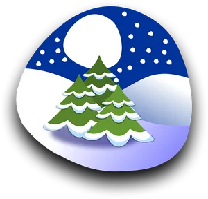 Winter Night Snowy Pine Trees