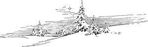 Winter Pine Trees Sketch PNG