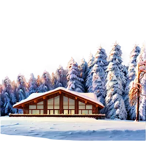 Winter Ski Lodge Scene PNG 04292024