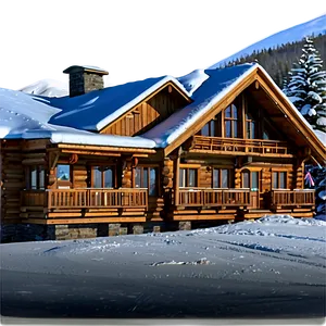 Winter Ski Lodge Scene PNG Vgn