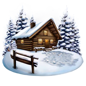 Winter Snow Cabin Scene Png 05242024 PNG image