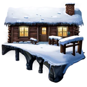 Winter Snow Cottage PNG 78