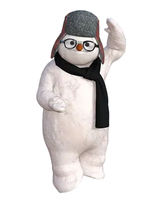 Winter Snowman Character Waving PNG image