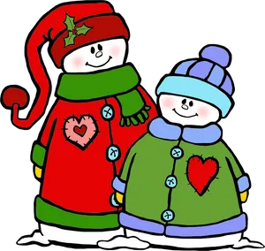 Winter Snowman Friends Cartoon PNG image