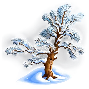 Winter Snowy Oak Tree PNG 06212024 PNG