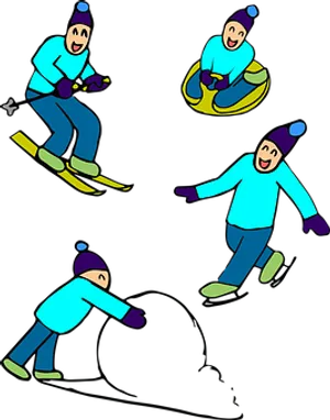 Winter_ Sports_ Cartoon_ Characters_ Vector PNG image