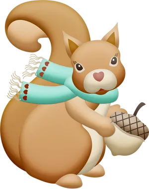 Winter Squirrelwith Scarfand Acorn.png
