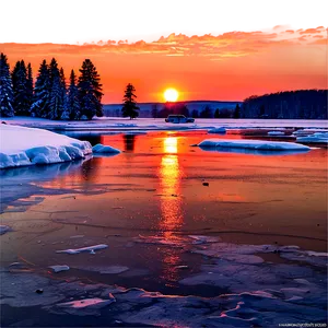 Winter Sunset Ice Png 05212024 PNG image