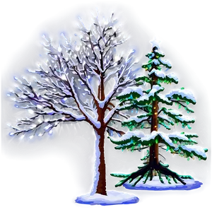 Winter Trees And Christmas Lights PNG Noh PNG