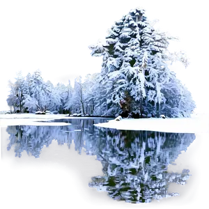 Winter Trees And Frozen Lake PNG Maw