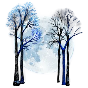Winter Trees And Full Moon PNG Alf60 PNG