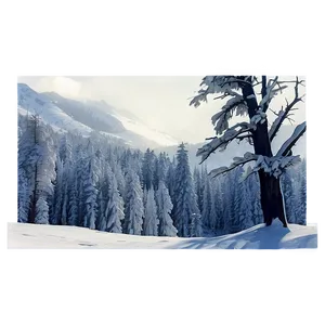 Winter Trees And Mountain Backdrop PNG Itj15 PNG