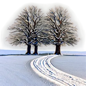 Winter Trees And Sleigh Tracks PNG 97 PNG