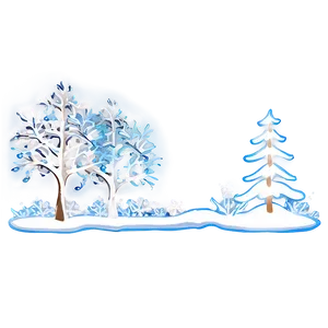 Winter Trees And Snowflakes Border PNG Yoj13 PNG