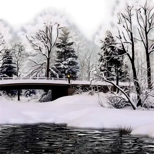 Winter Trees And Snowy Bridge PNG 06292024 PNG