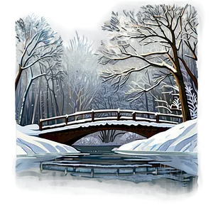 Winter Trees And Snowy Bridge PNG 30 PNG