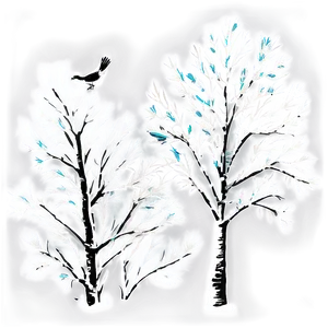 Winter Trees With Birds PNG 3