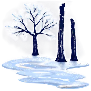 Winter Trees With Footprints In Snow PNG 06292024