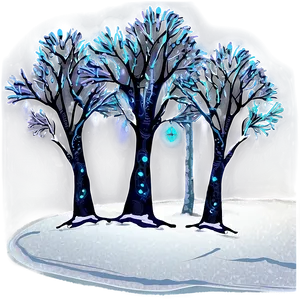 Winter Trees With Glowing Lanterns PNG Rrv PNG