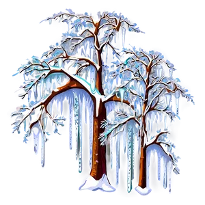 Winter Trees With Icicles PNG 06292024