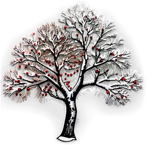 Winter Trees With Red Berries PNG 06292024