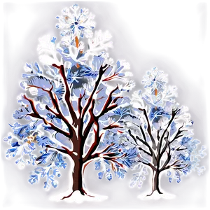 Winter Trees With Snowflakes Png 06292024 PNG image