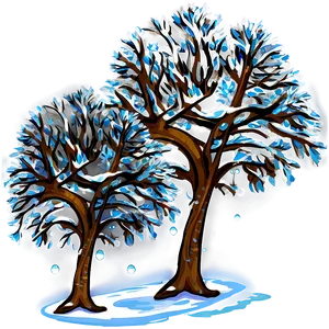 Winter Trees With Snowflakes Png Vso97 PNG image