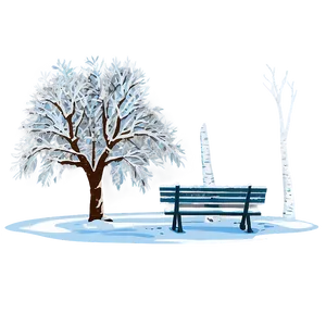Winter Trees With Snowy Bench PNG 06292024 PNG