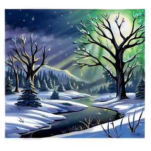 Wintery Antler Landscape PNG Log PNG