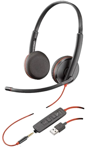 Wired U S B Headsetwith Microphoneand Inline Control PNG