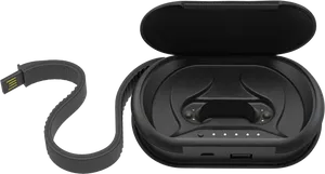 Wireless Earbuds Charging Case Open PNG