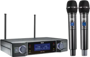 Wireless Microphone Systemwith Dual Handheld Mics PNG image