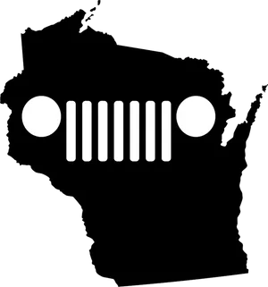 Wisconsin State Outline Jeep Grill Graphic PNG image
