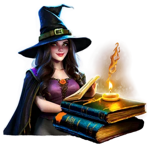 Witch And Spellbook PNG Mkc95